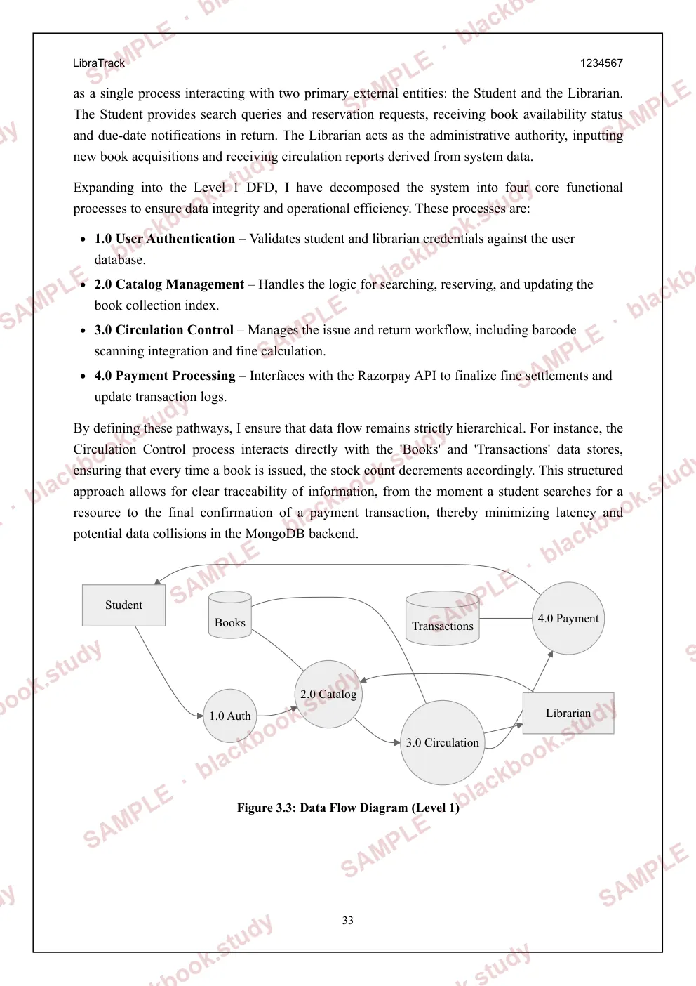 Sample blackbook page 41: Data flow diagram