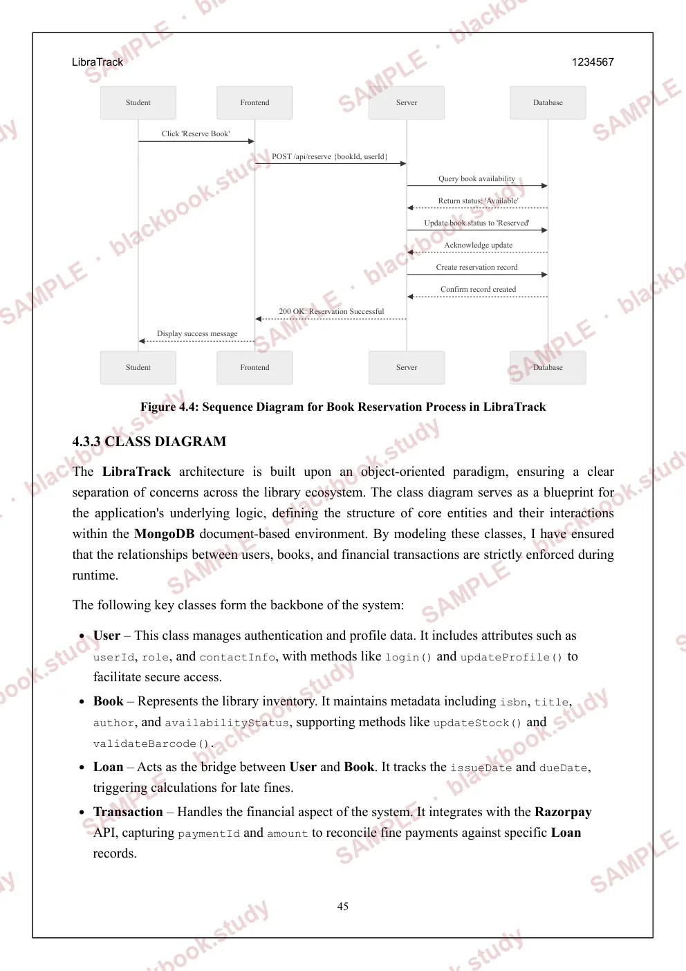 Sample blackbook page 53: Sequence diagram