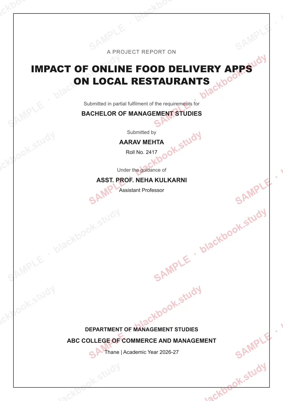 Sample page: Cover page
