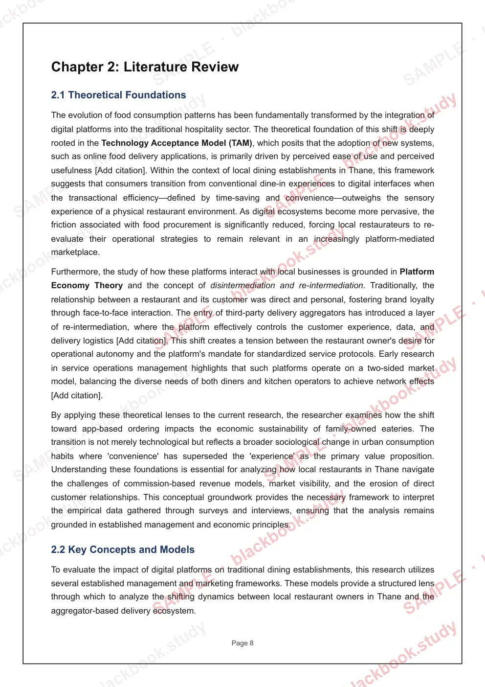 Sample blackbook page 15: Chapter 2: Literature review