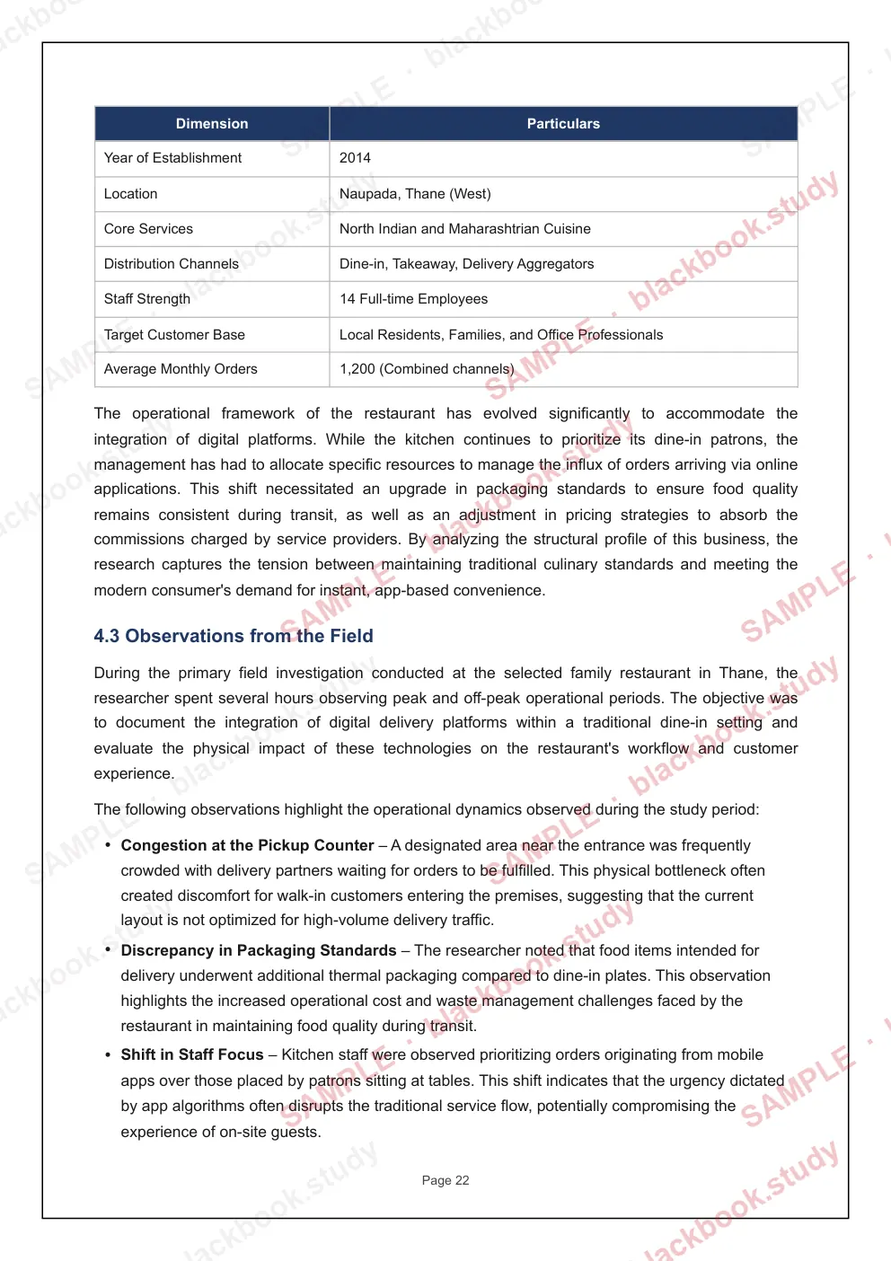 Sample blackbook page 29: 4.2 Profile of the organisation