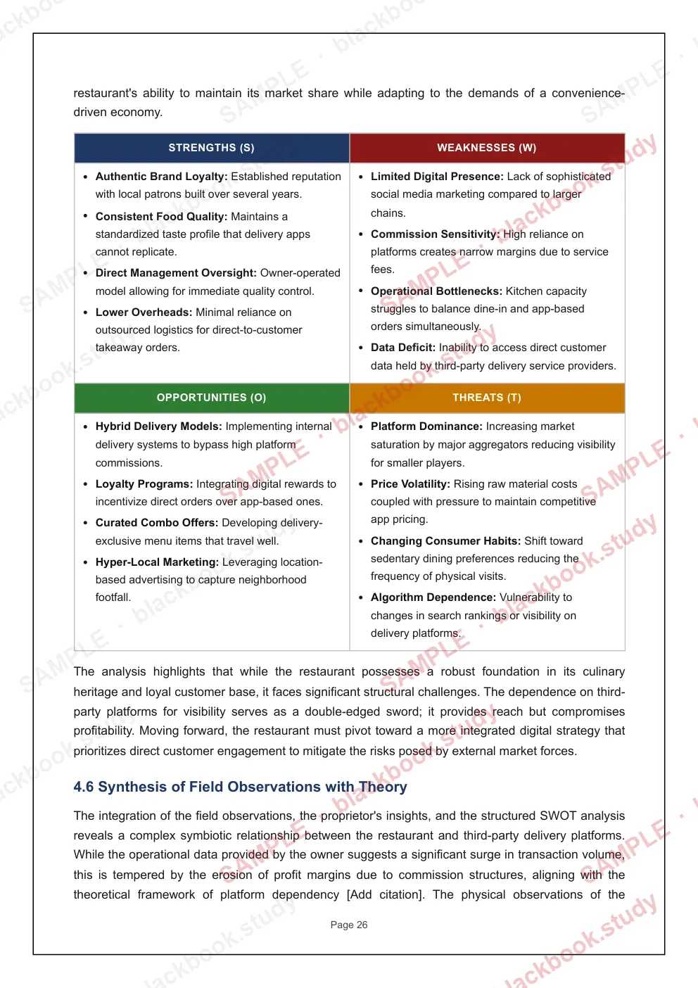 Sample page: 4.5 SWOT analysis